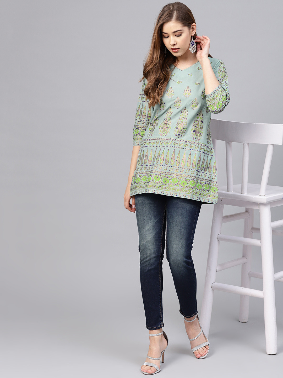 Buy Shree Mint Green Printed Tunic Tunics for Women 9192961 Myntra