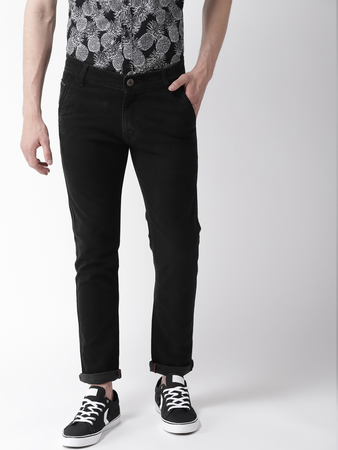 Buy Rodamo Men Black Slim Fit Mid Rise Clean Look Stretchable Jeans ...