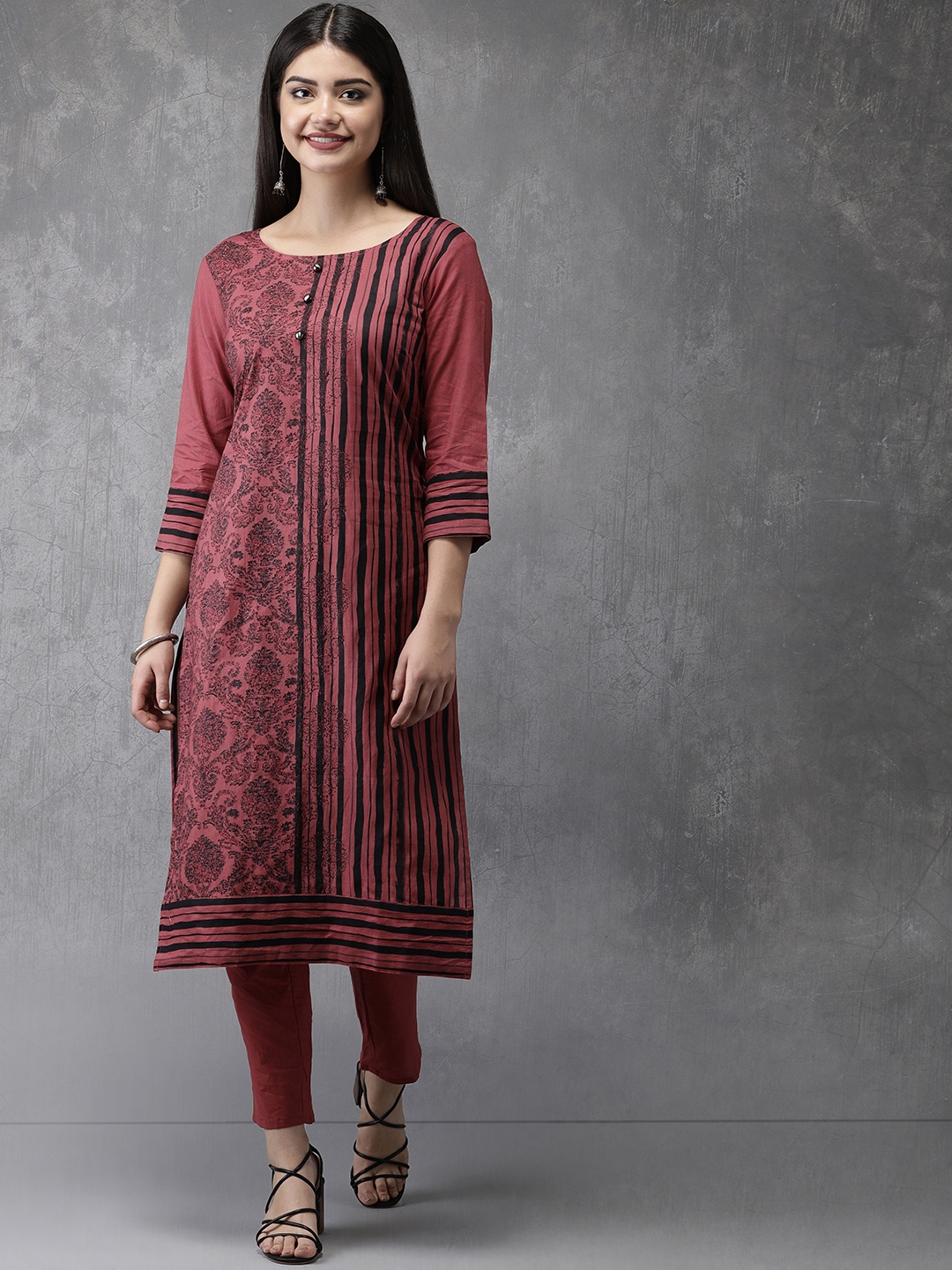 anouk maroon kurta set
