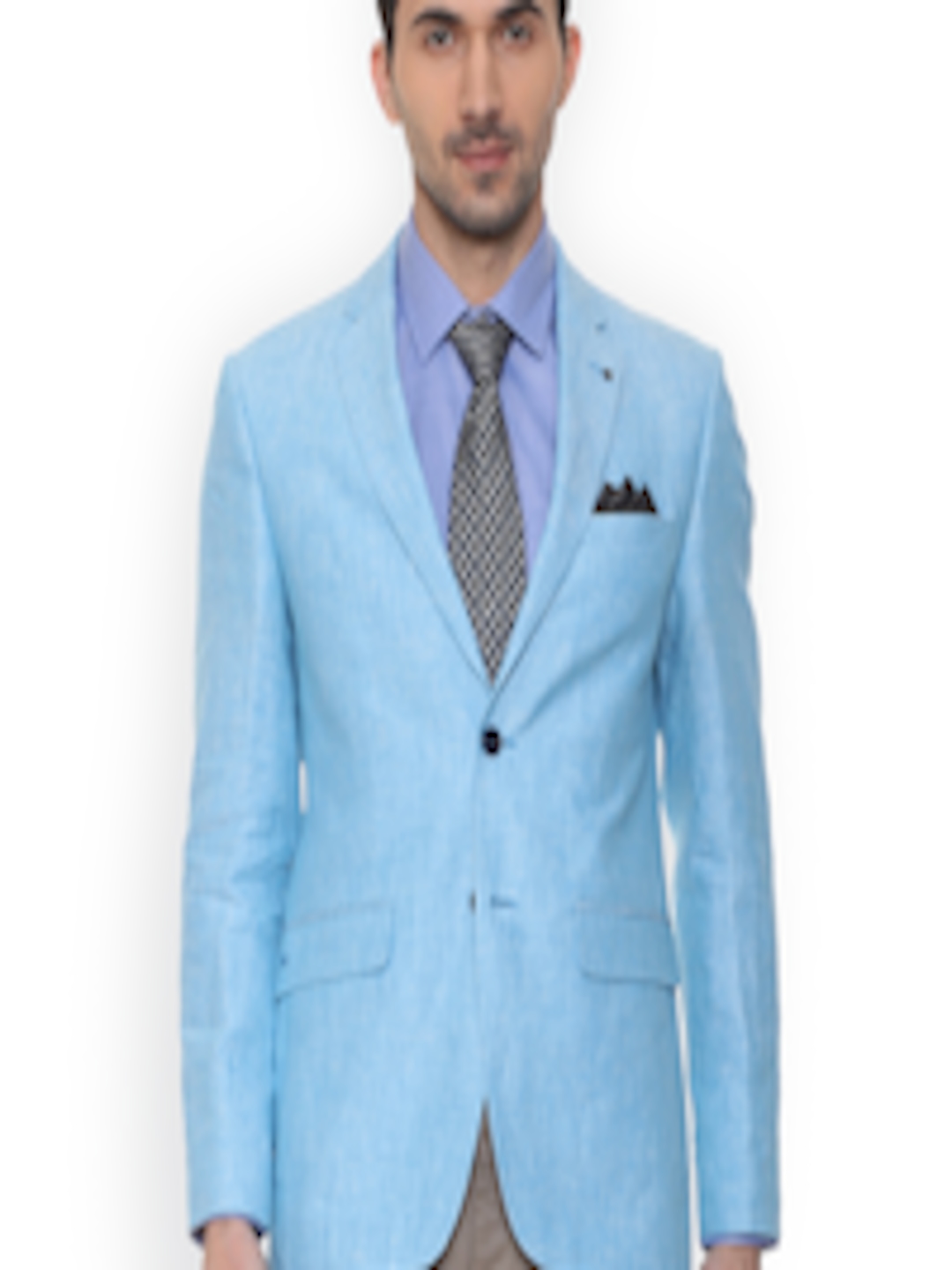 Buy Louis Philippe Men Blue Solid Slim Fit Single Breasted Blazer - Blazers for Men 9201809 | Myntra