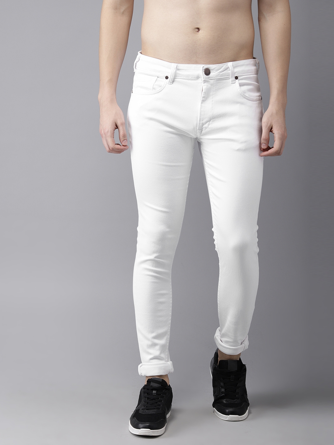 Buy HERE&NOW Men White Skinny Fit Mid Rise Clean Look Stretchable Jeans ...