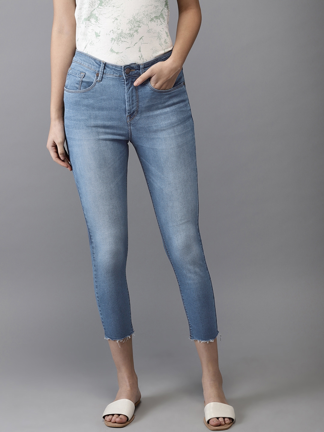 skinny fit high rise jeans for women