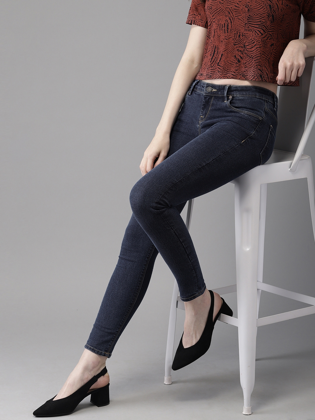 skinny fit high rise jeans for women
