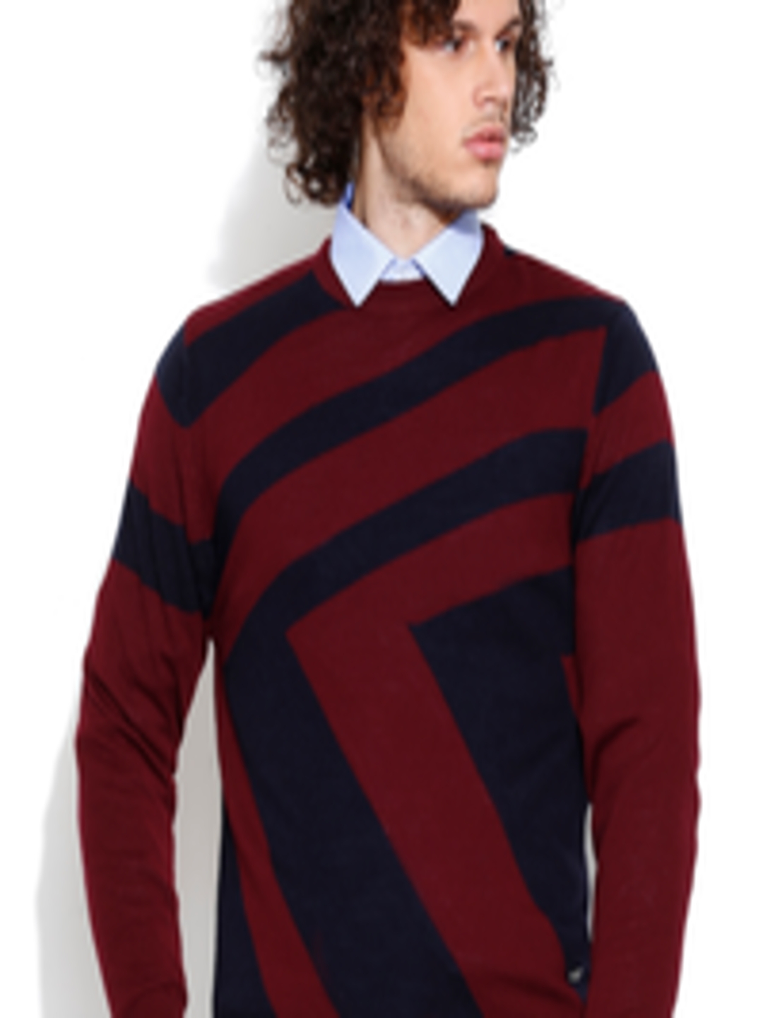Buy John Players Maroon & Navy Sweater - Sweaters for Men 921773 | Myntra