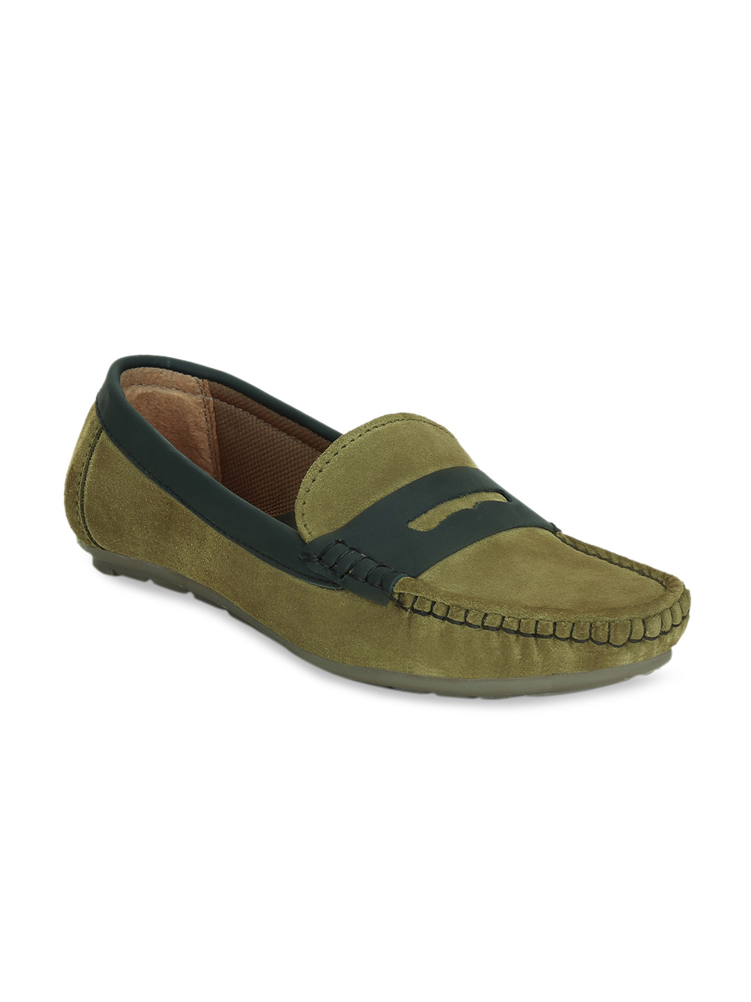 Buy Get Glamr Women Green & Blue Suede Loafers Casual Shoes for Women