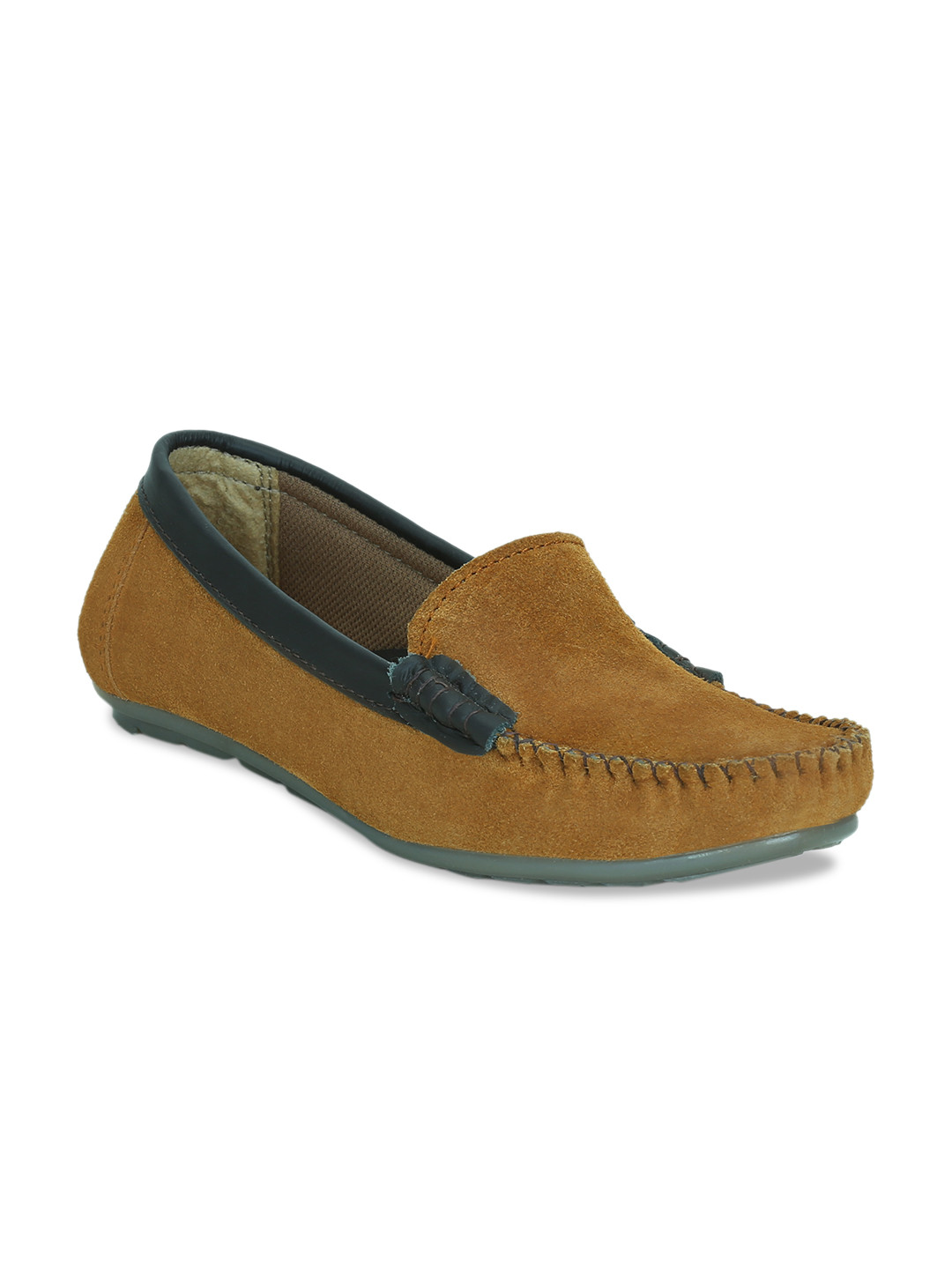 Buy Get Glamr Women Tan Brown Suede Loafers Casual Shoes for Women