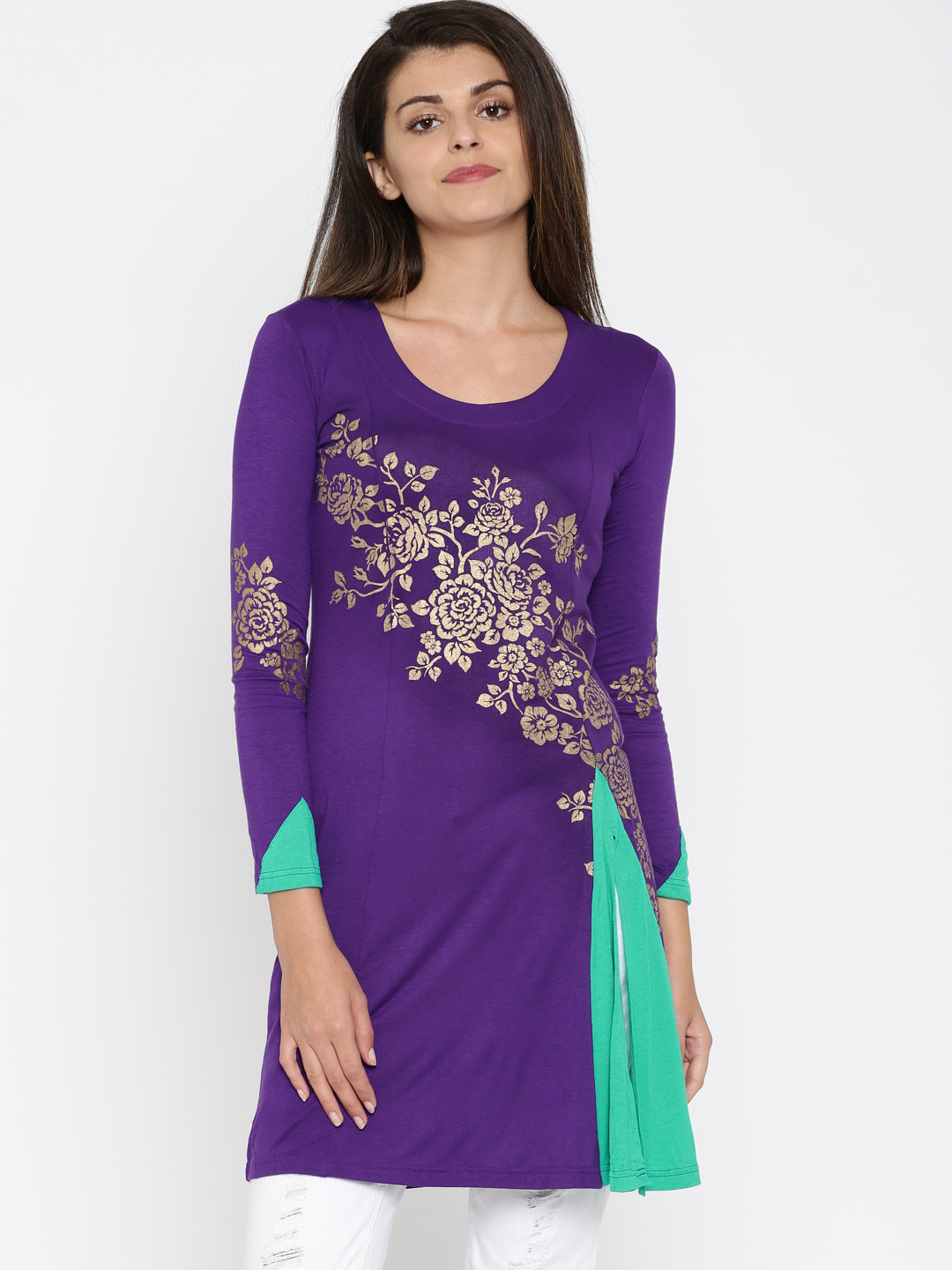 Purple Printed Kurta for Women