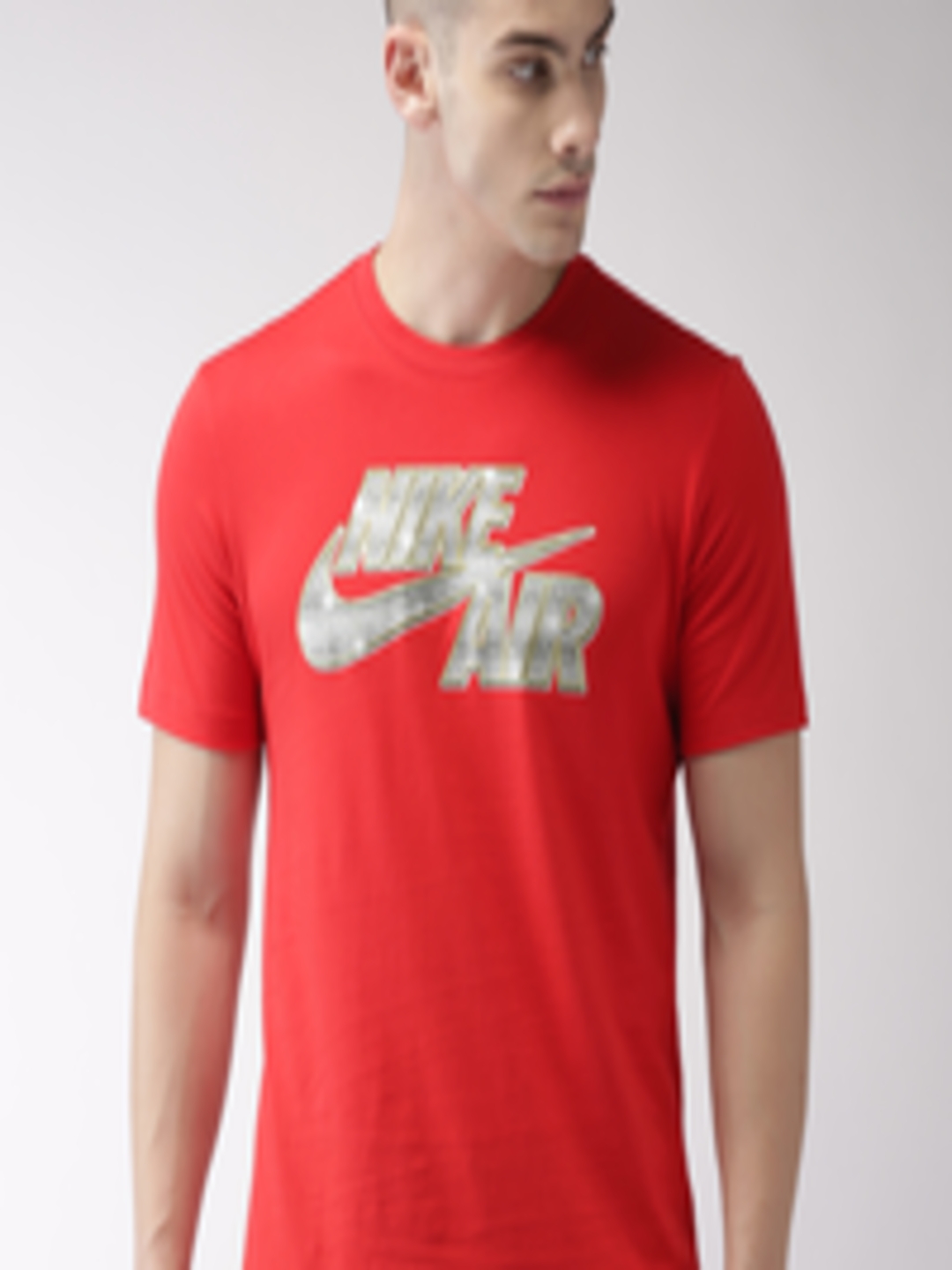 Buy Nike Men Red Printed Standard Fit Sznl Stmt 6 Round Neck Pure ...