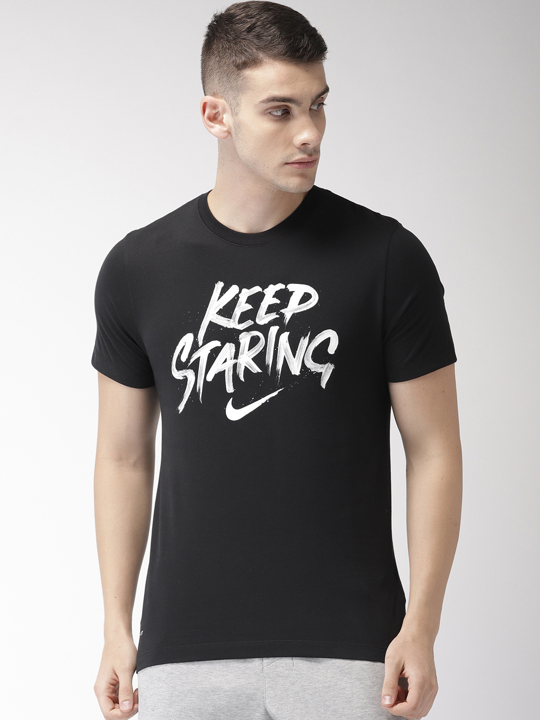 Buy Nike Men Black Printed Standard Fit As M Nk Dry Dfct Verbiage Dri