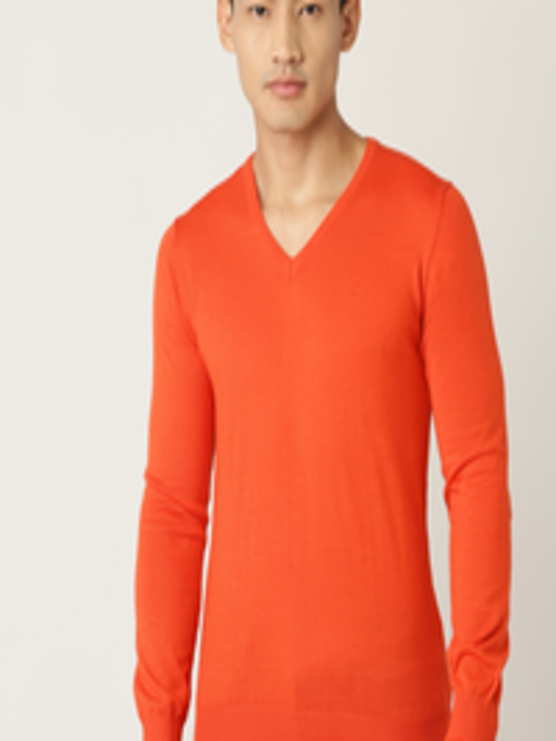 Buy United Colors Of Benetton Men Orange Woollen Solid Sweater ...
