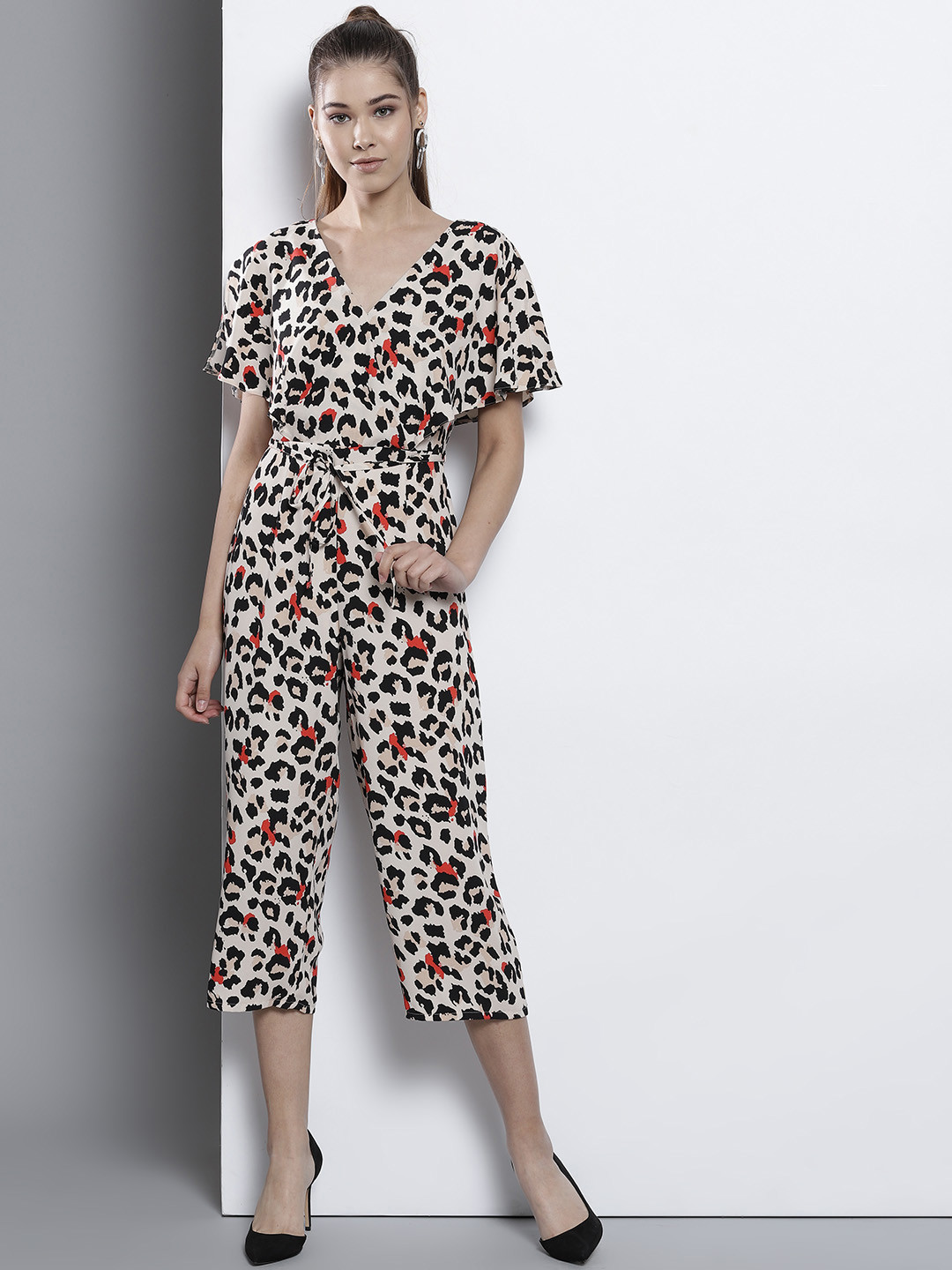 Buy DOROTHY PERKINS Petite Beige & Black Printed Layered Culotte Jumpsuit - Jumpsuit for Women 
