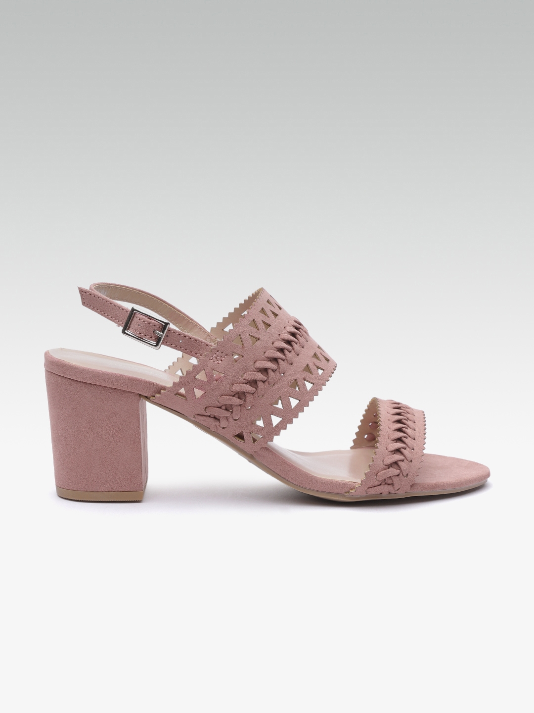 Buy Dorothy Perkins Women Dusty Pink Braided Block Heels With Cut Work Detail Heels For Women 0450