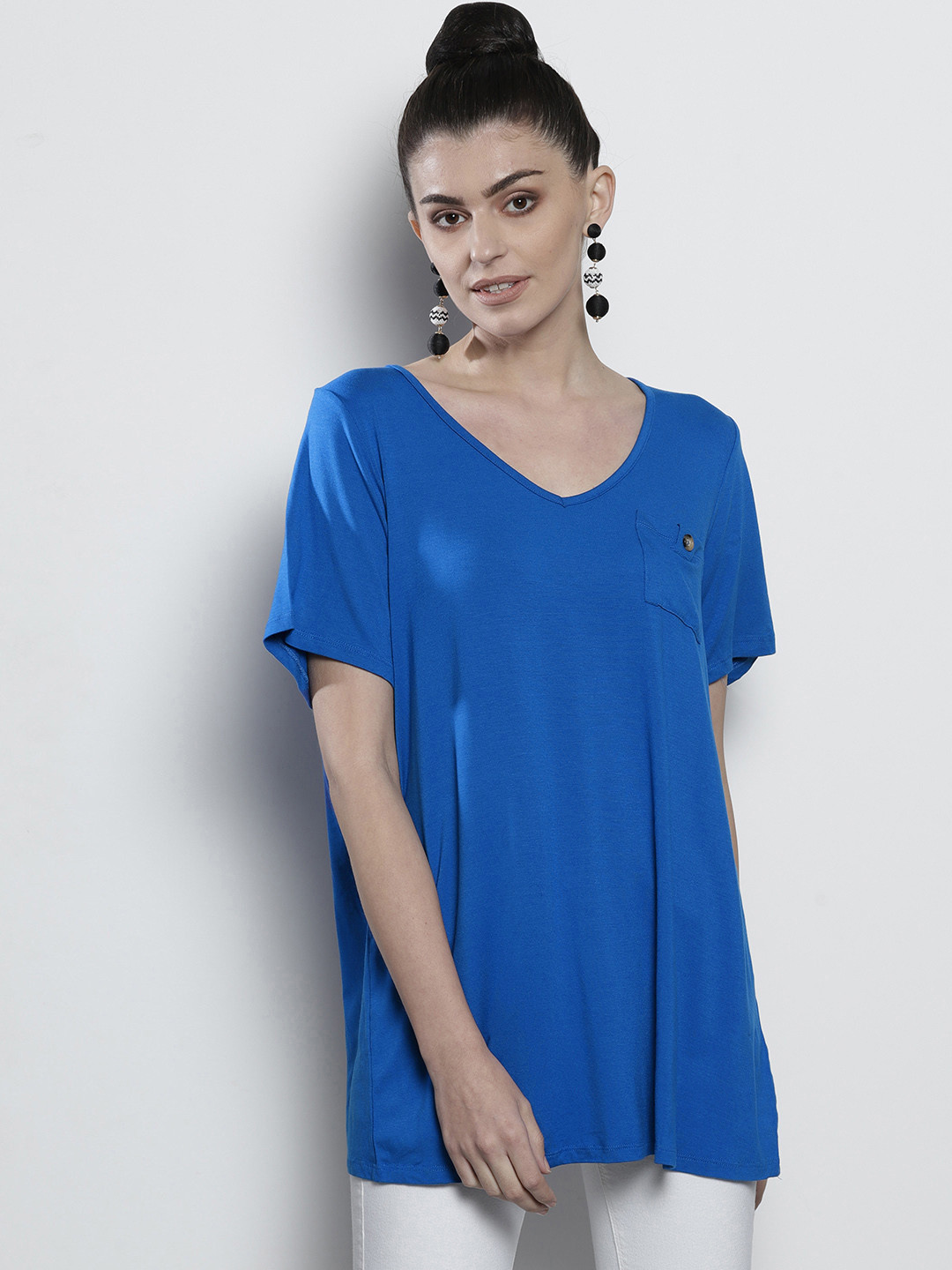 Buy DOROTHY PERKINS Women Blue Solid V Neck T Shirt Tshirts for Women
