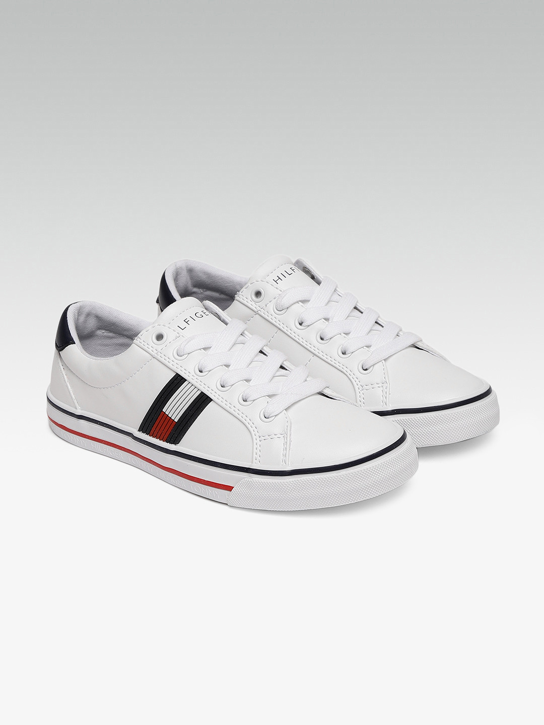 Buy Tommy Hilfiger Women White Solid Sneakers Casual