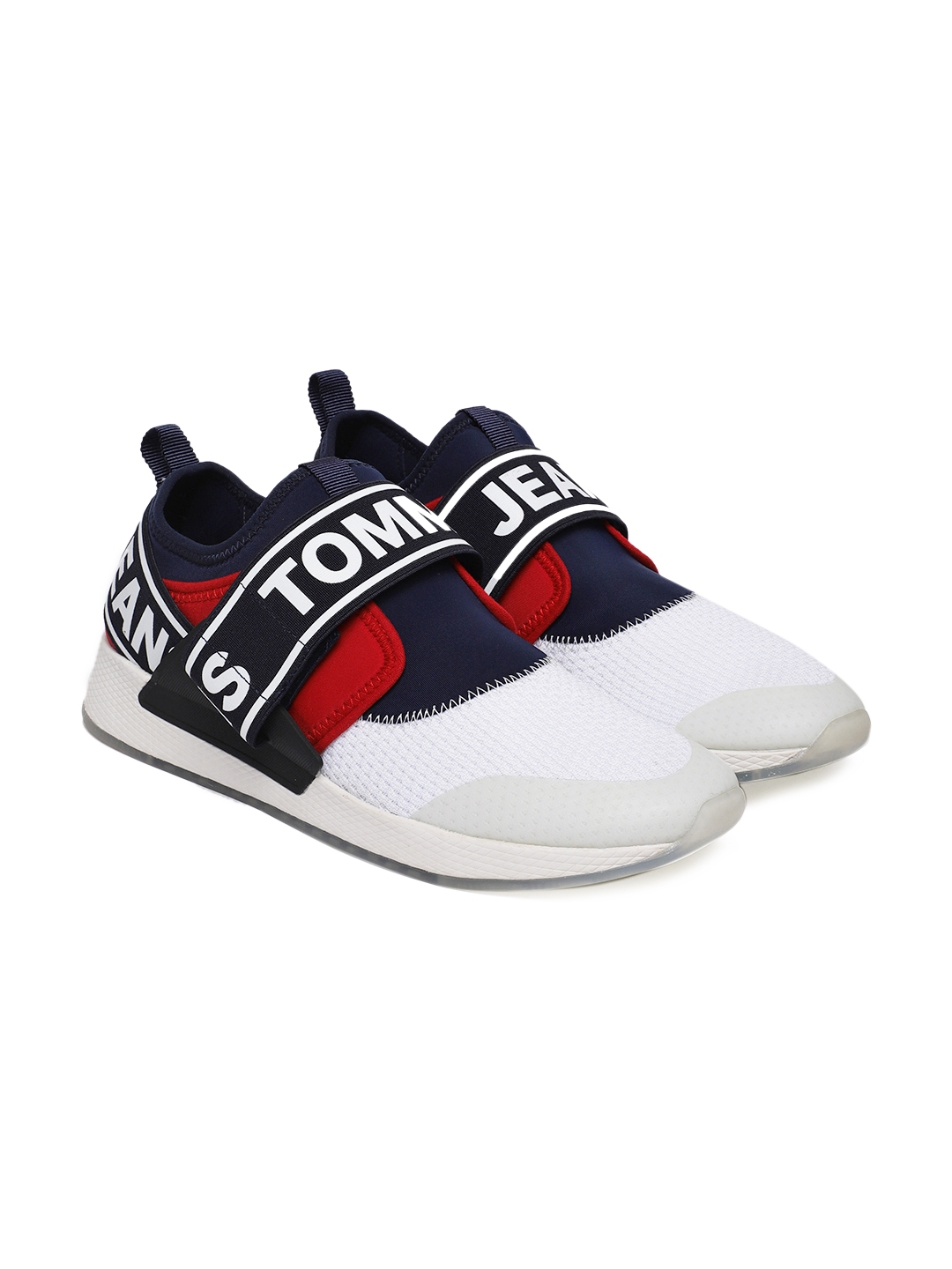 Buy Tommy Hilfiger Men White & Navy Blue Colorblocked