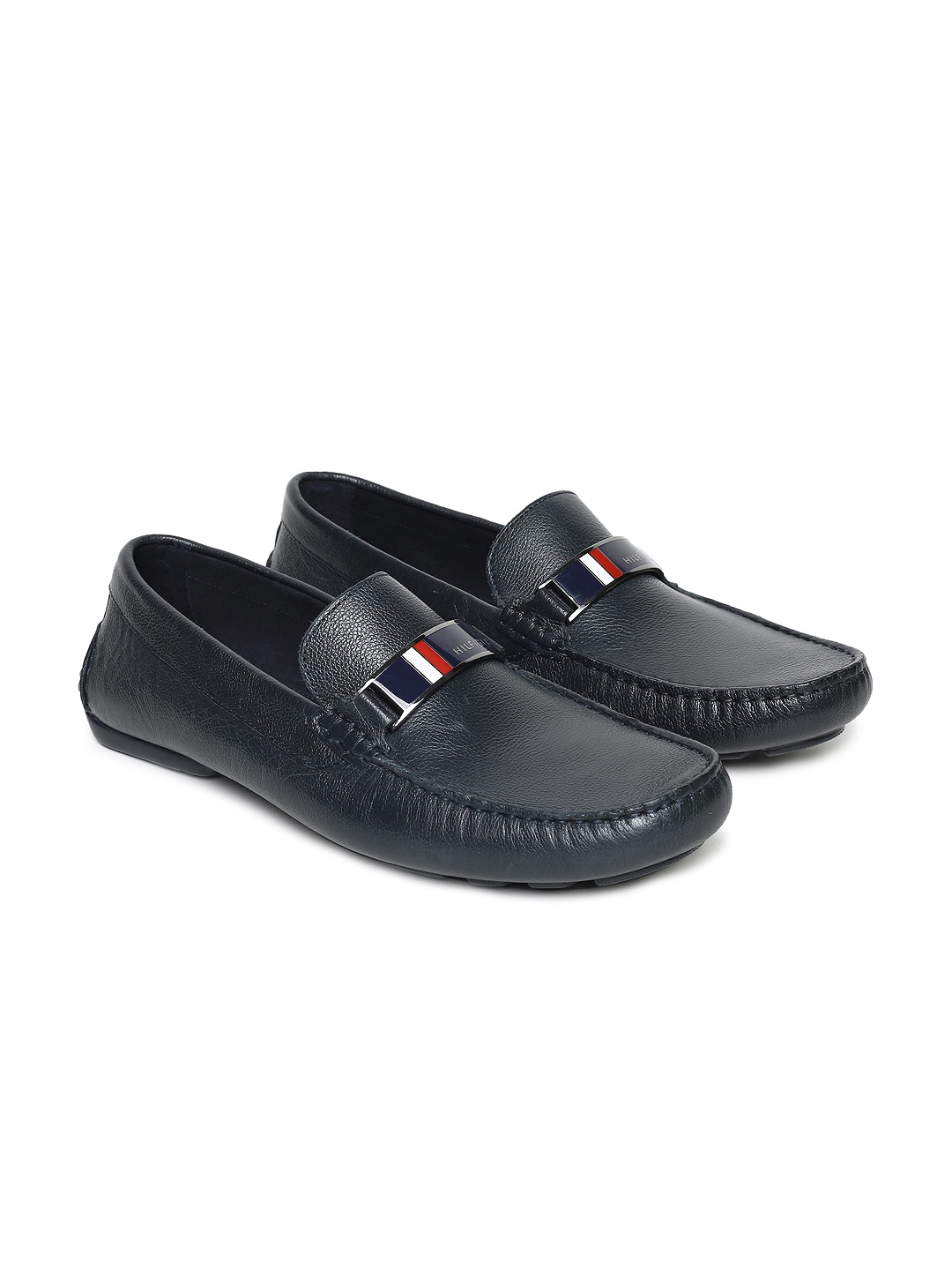 Buy Tommy Hilfiger Men Navy Blue Leather Loafers - Casual Shoes for Men ...