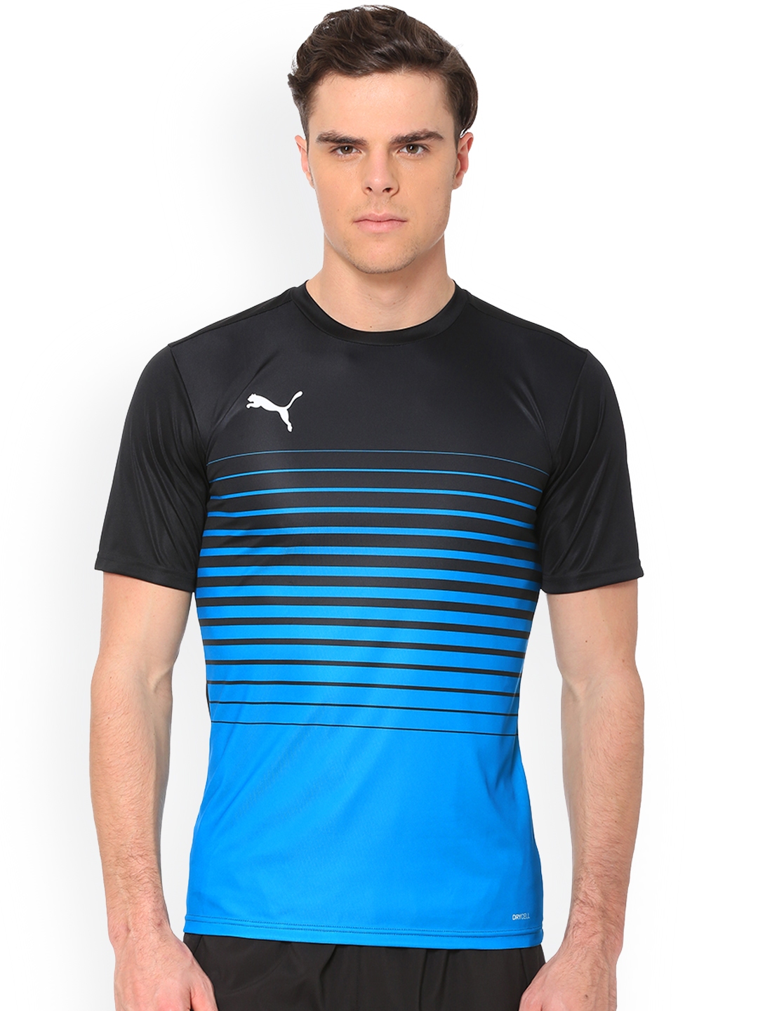 Buy Puma Men Black Striped Round Neck T Shirt - Tshirts for Men 9293467 ...
