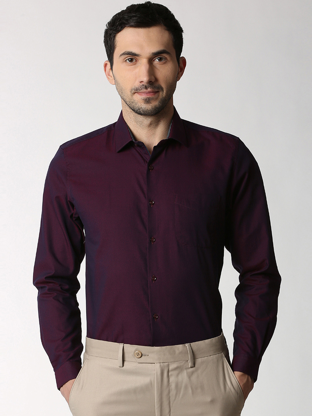 Buy Peter England Men Purple Slim Fit Solid Formal Shirt Shirts for