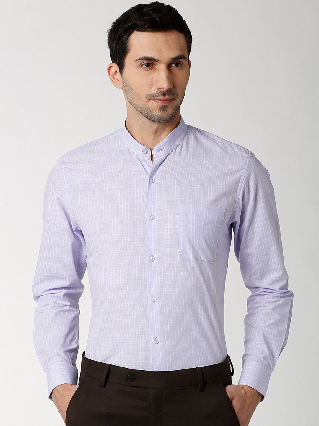 Buy Peter England Men Lavender Slim Fit Checked Formal Shirt - Shirts ...
