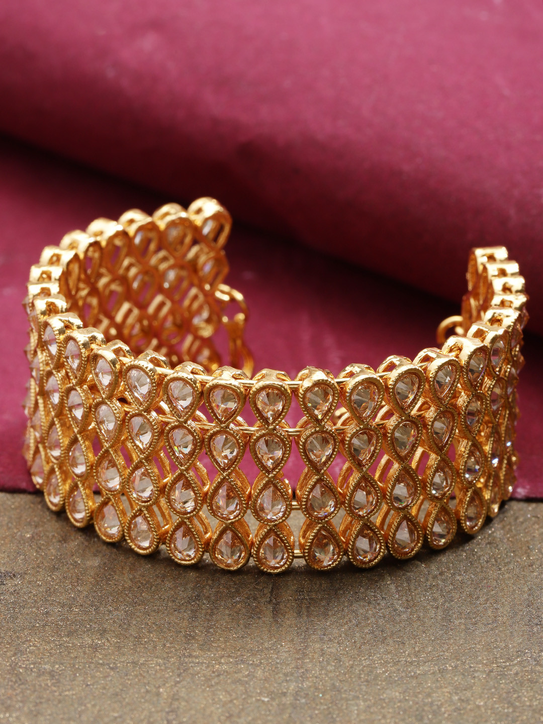 Buy Priyaasi Gold Plated Kundan Studded Handcrafted Kada Bracelet
