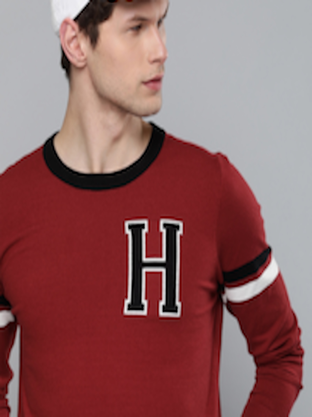 Buy Harvard Men Maroon & Black Self Design Sweater - Sweaters for Men ...