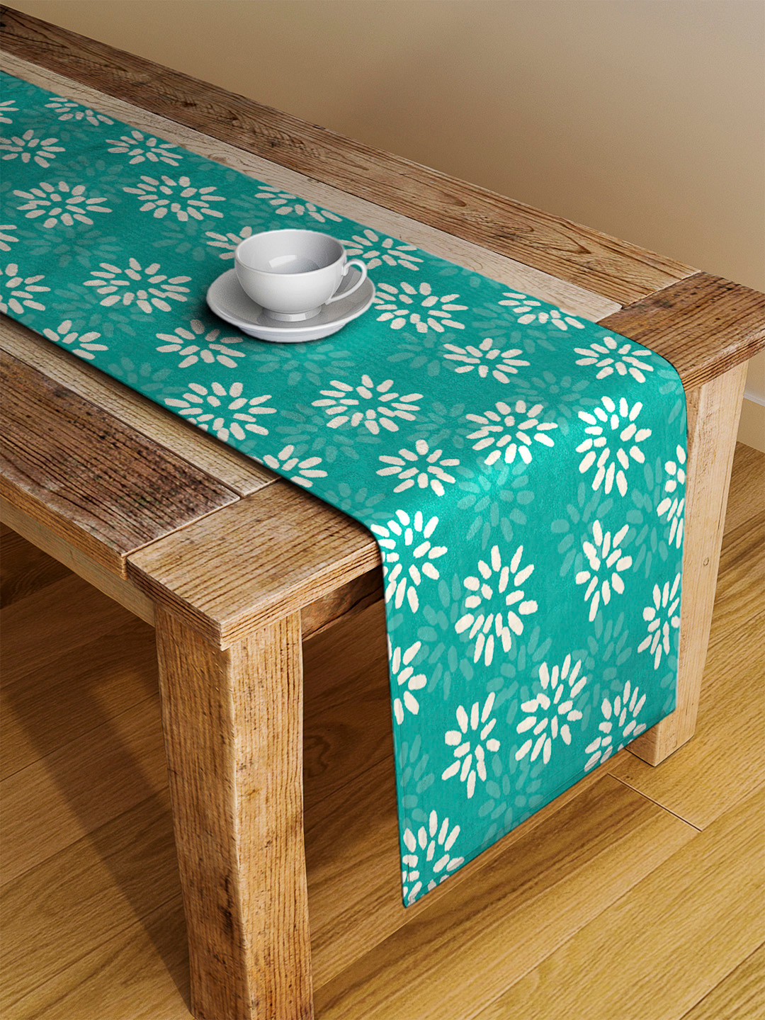 Buy Alina Decor Green & White Digitally Printed Table Runner Runners