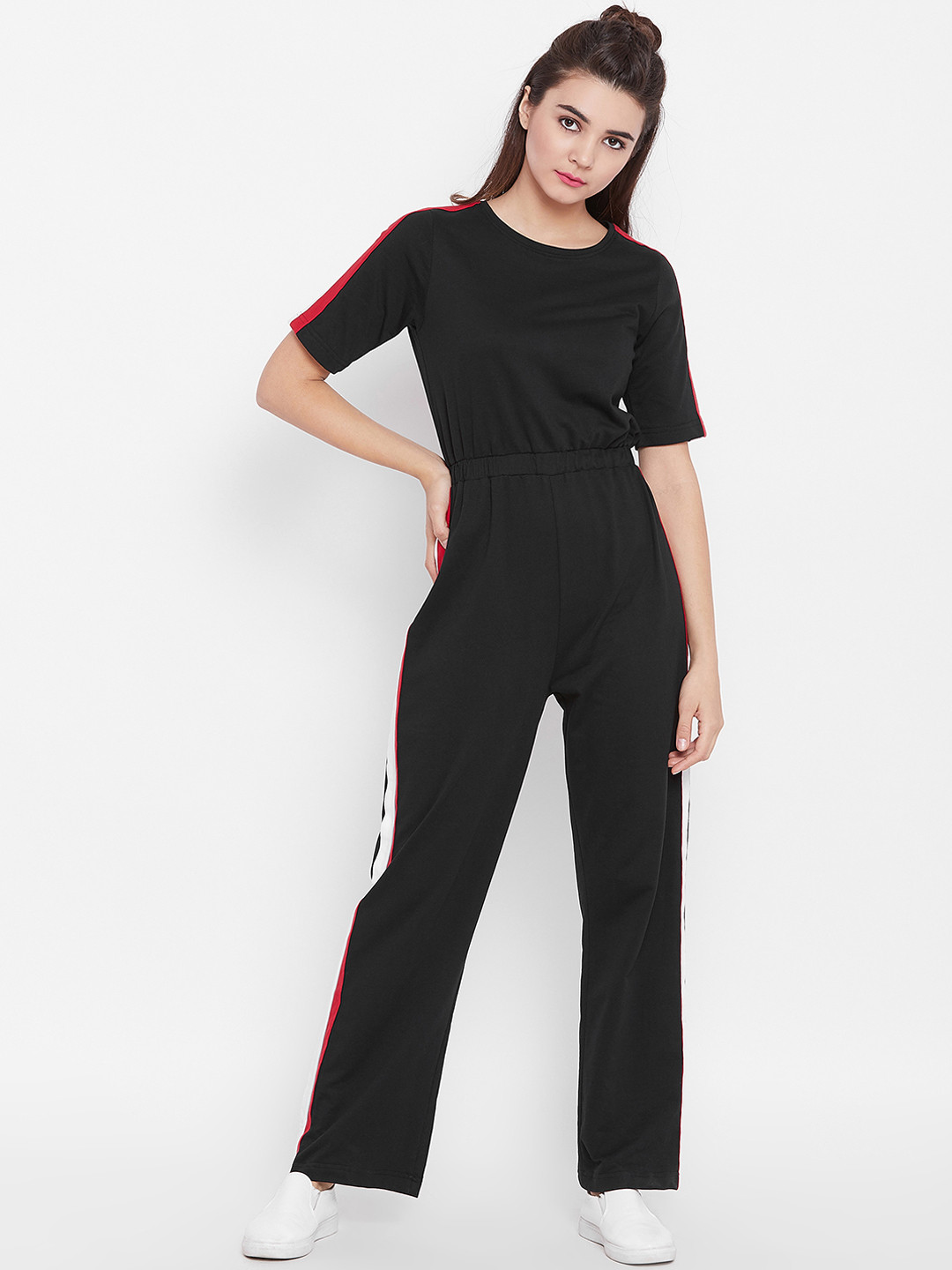 Buy THE SILHOUETTE STORE Black Solid Basic Jumpsuit Jumpsuit for Women 9300945 Myntra