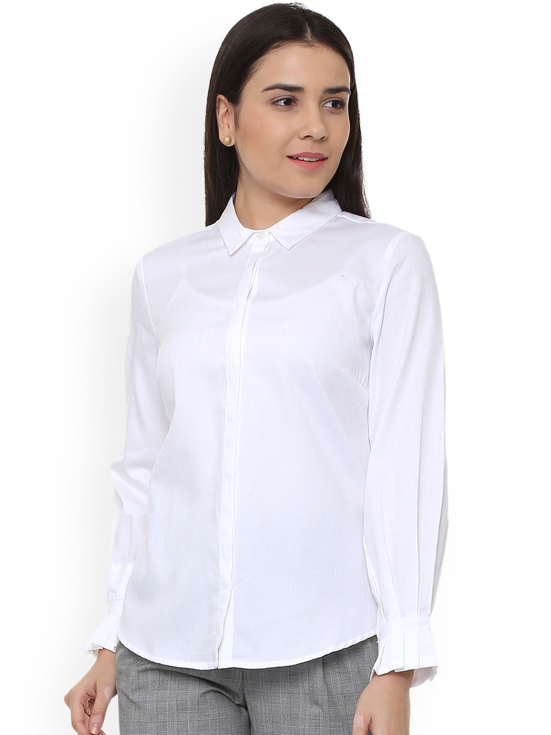 Buy Van Heusen White Regular Fit Solid Casual Shirt - Shirts for Women ...