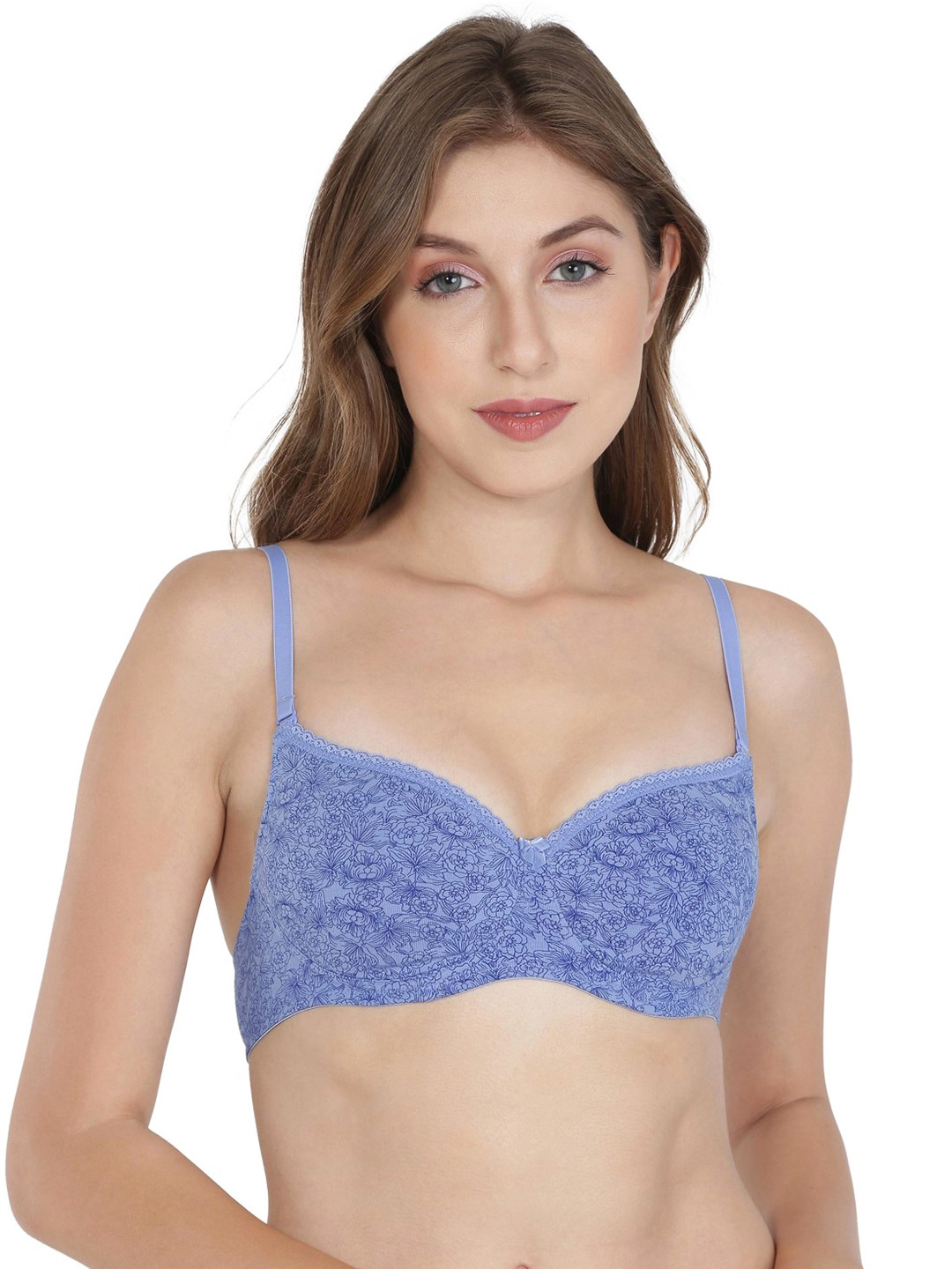 Buy Jockey Women Blue Printed Non Wired Lightly Padded Bra 1723 0103