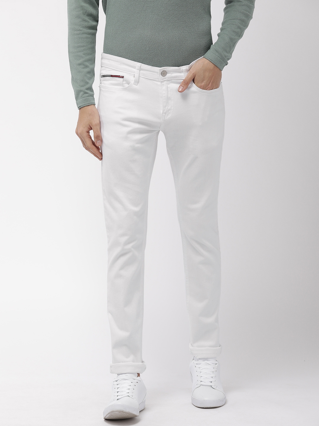 Buy Tommy Hilfiger Men White Sidney Skinny Fit Mid Rise Clean Look ...