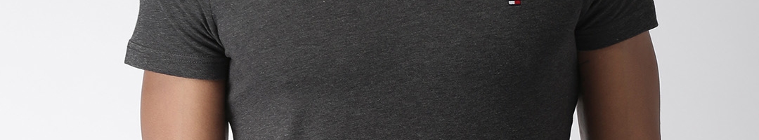 Buy Tommy Hilfiger Men Charcoal Solid V Neck Slim Fit T Shirt - Tshirts ...