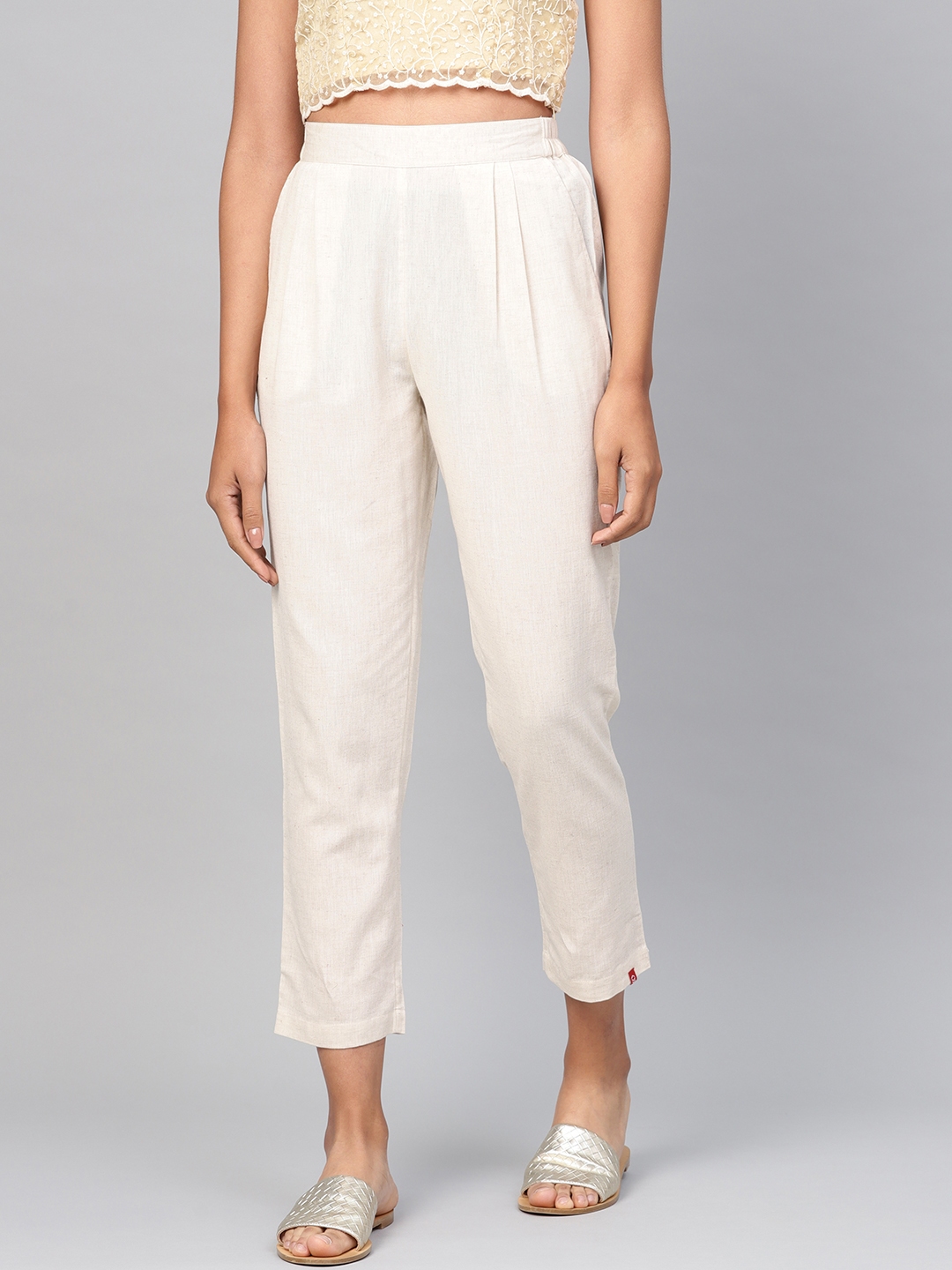 petite cream trousers