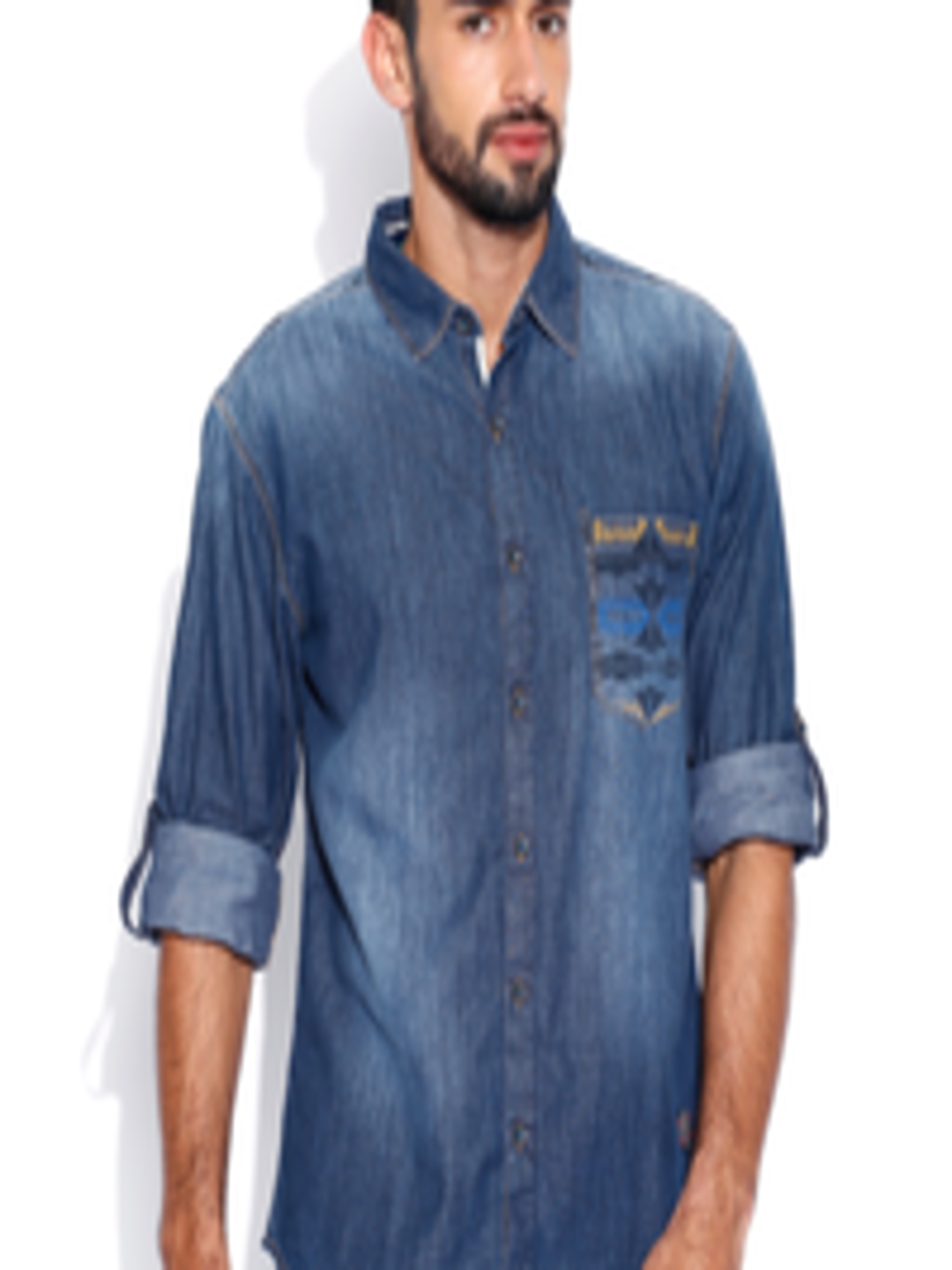 Buy Spykar Blue Denim Casual Shirt - Shirts for Men 932333 | Myntra