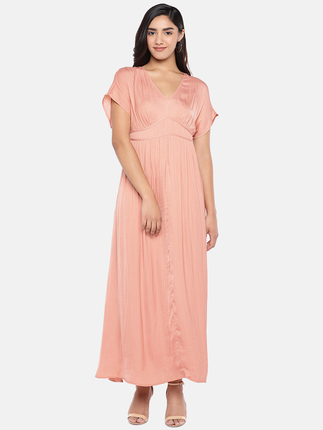 Buy Promod Women Peach Coloured Solid Maxi Dress - Dresses for Women ...