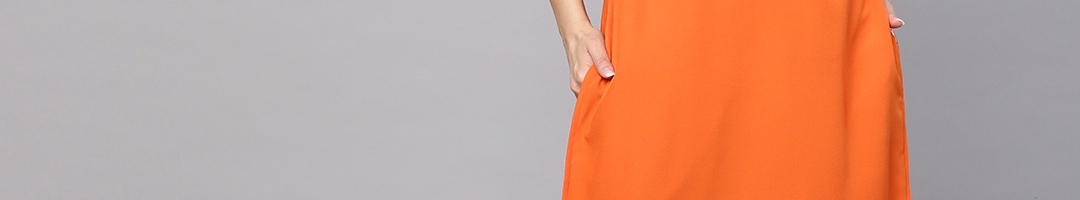 Buy Libas Women Orange Solid Kurta With Trousers - Kurta Sets for Women ...