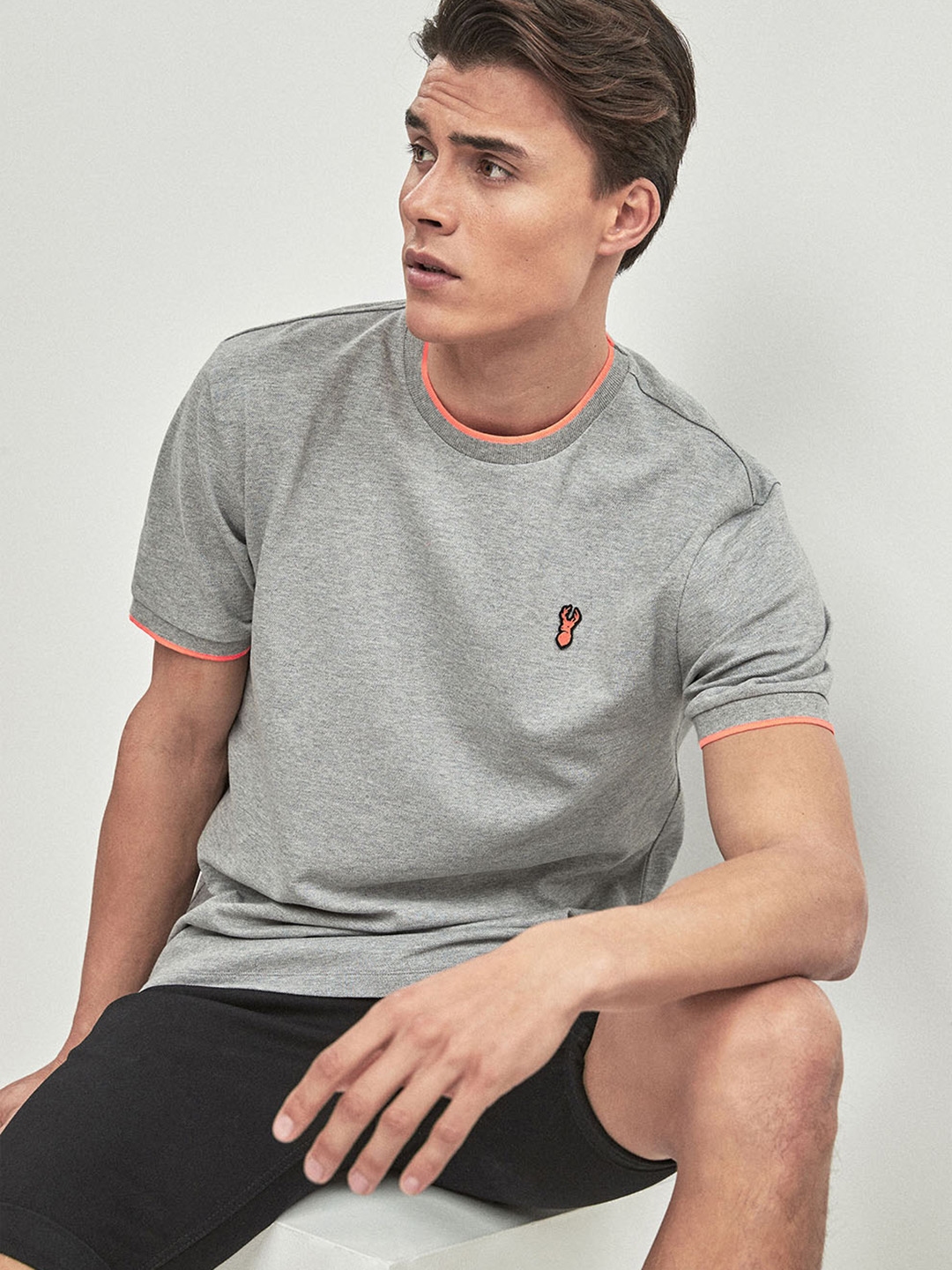 Buy Next Men Grey Solid Round Neck T Shirt - Tshirts for Men 9339223 ...