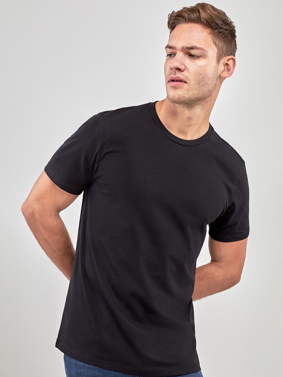 Buy Next Men Black Solid Round Neck T Shirt Tshirts For Men