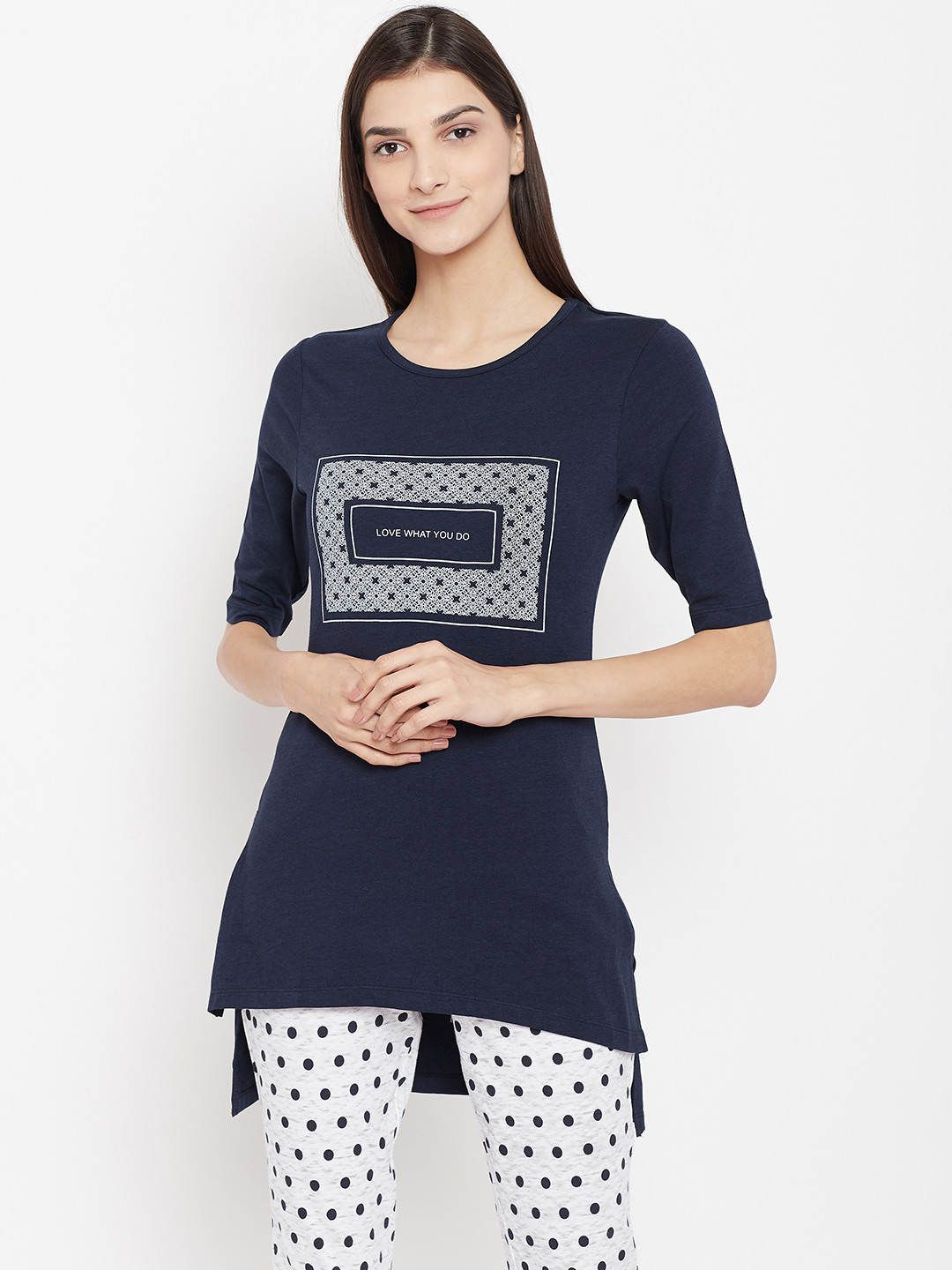 Buy Sweet Dreams Women Navy Blue Printed Lounge T Shirt - Lounge Tshirts for Women 9341047 | Myntra