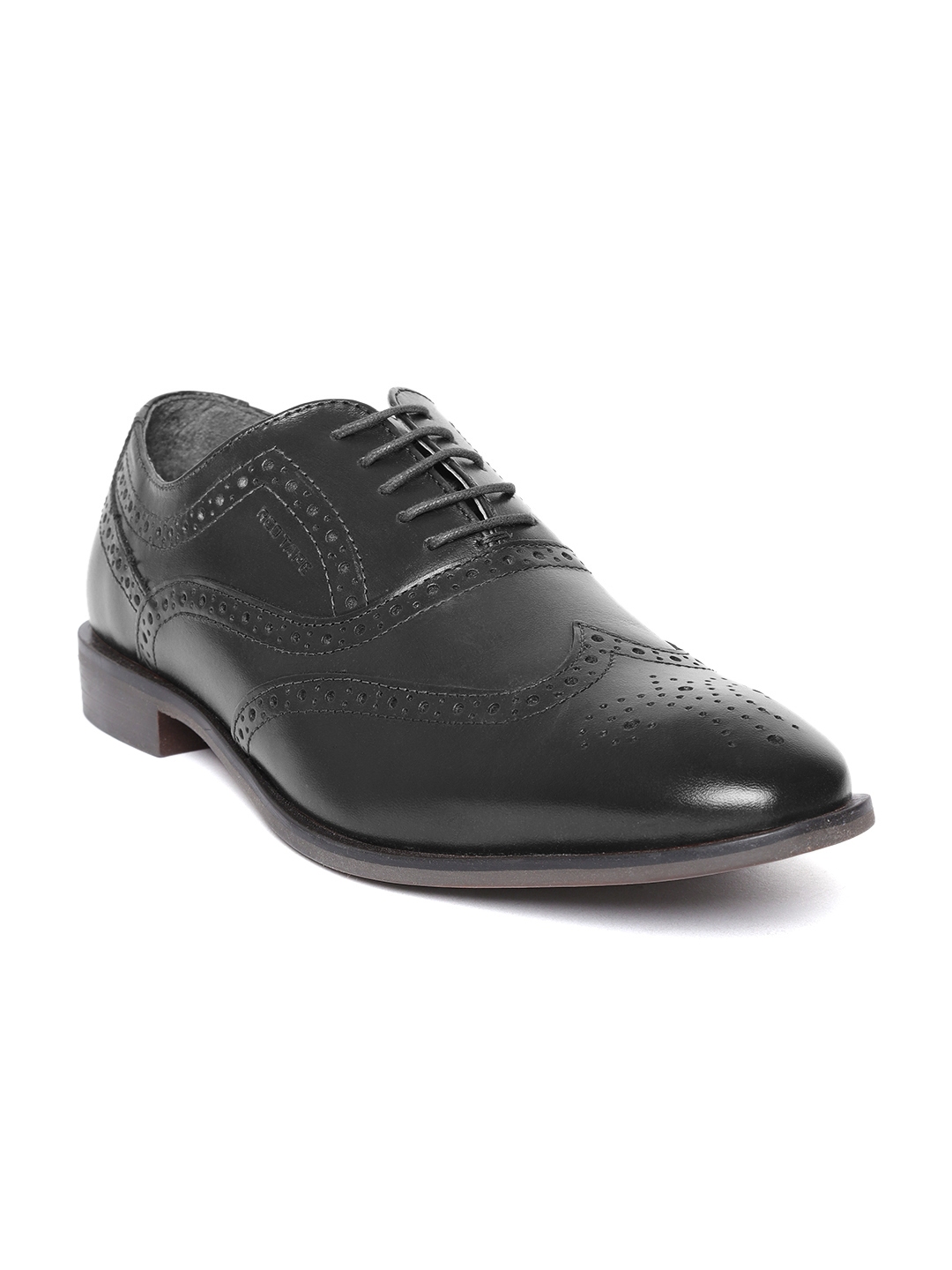 red tape mens black leather formal shoes
