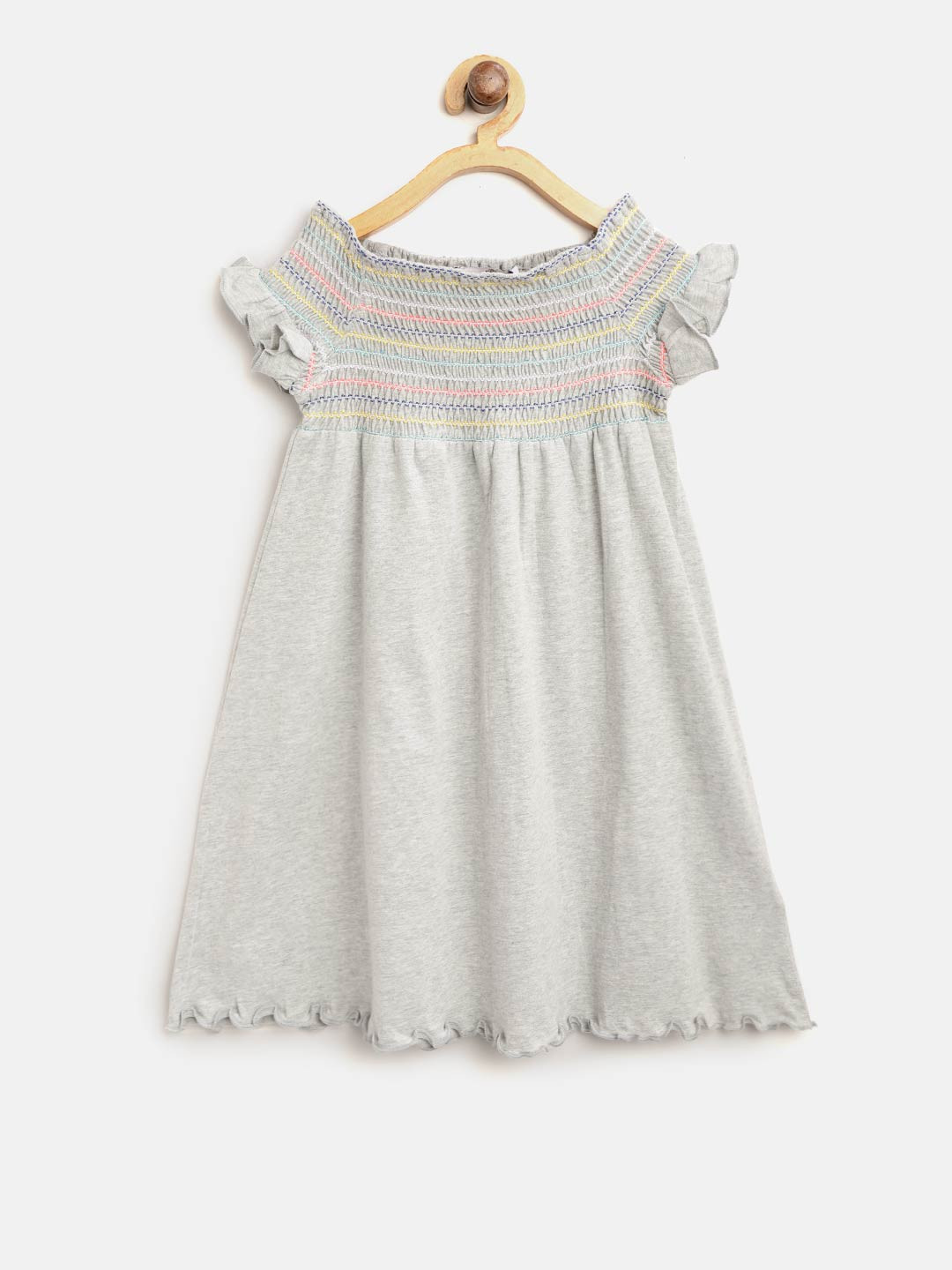 Buy Marks & Spencer Girls Grey Melange Solid Empire Dress Dresses for