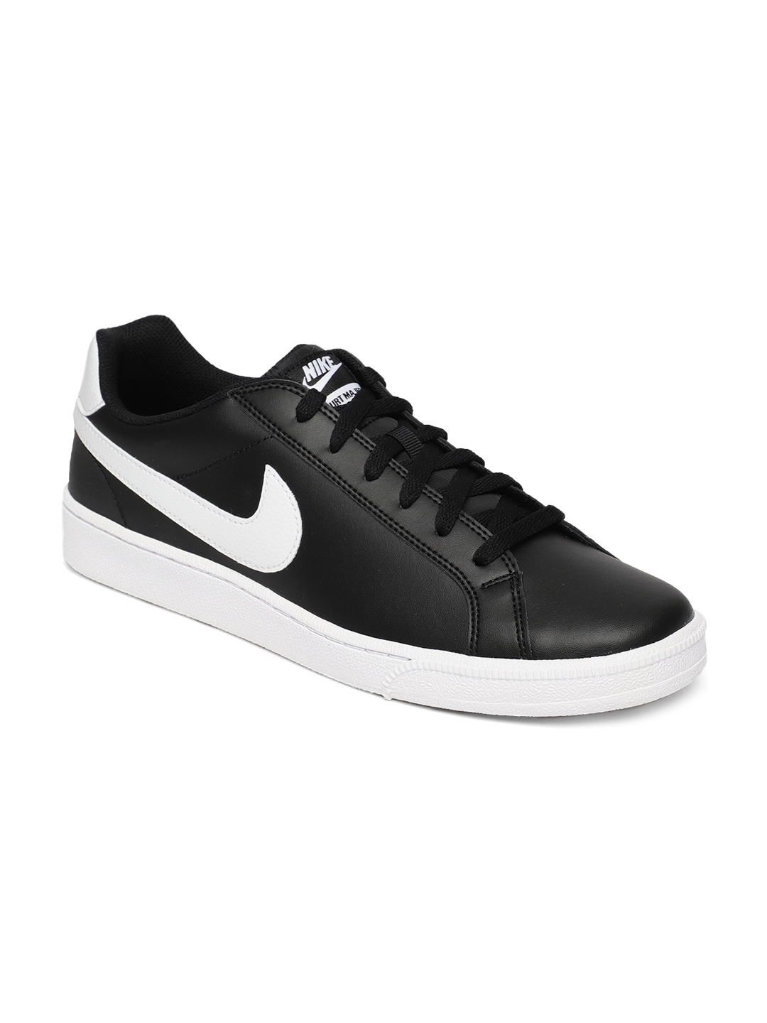 nike men black solid court majestic leather sneakers