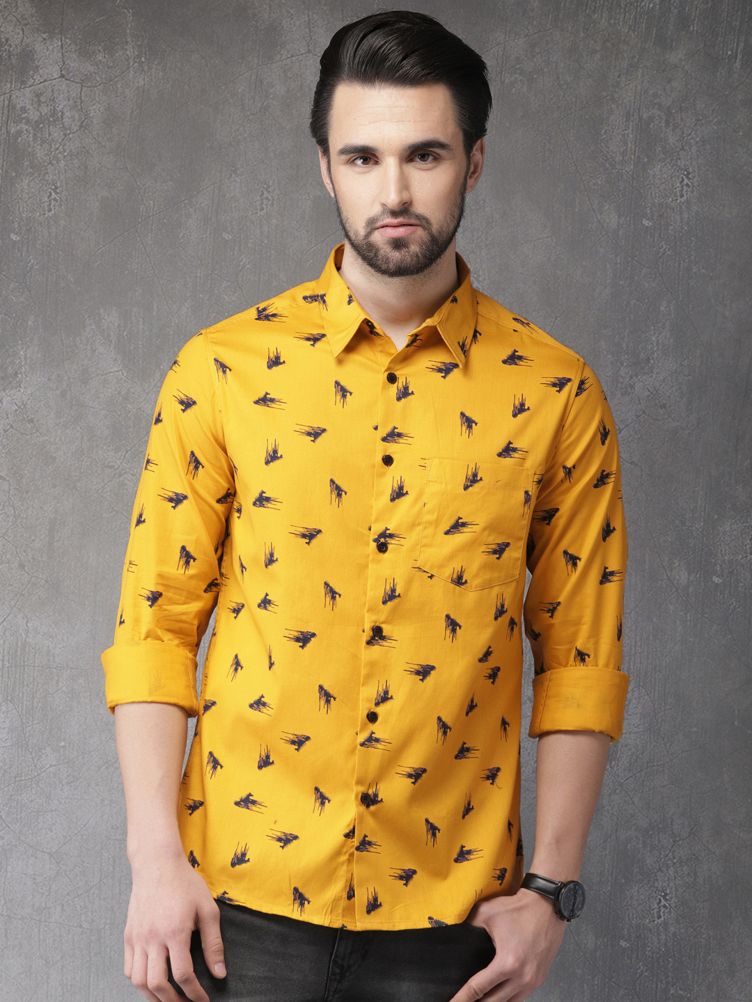 Buy Anouk Men Yellow Regular Fit Printed Casual Shirt - Shirts for Men 9366077 | Myntra