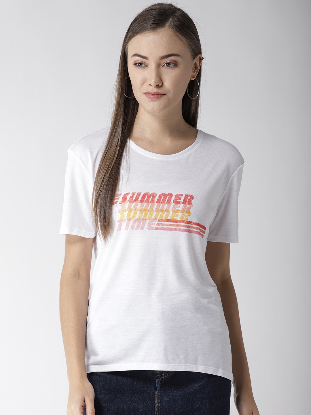 Buy Marks & Spencer Women White Printed Round Neck T Shirt Tshirts