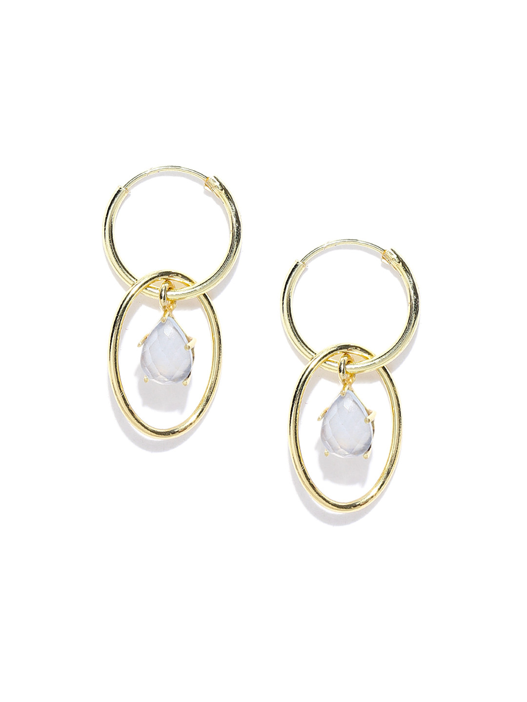 Buy Accessorize Grey Gold Plated Aqua Quartz Studded Geometric Drop ...