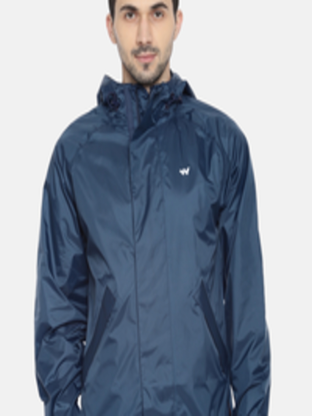 Buy Wildcraft Men Navy Blue Solid Hooded Waterproof Rain Jacket - Rain ...