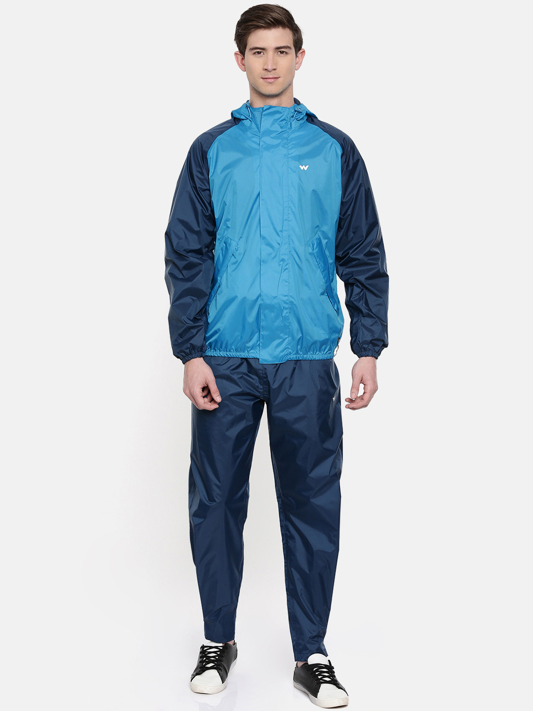 Buy Wildcraft Unisex Navy Blue Colourblocked Waterproof Hooded Rain