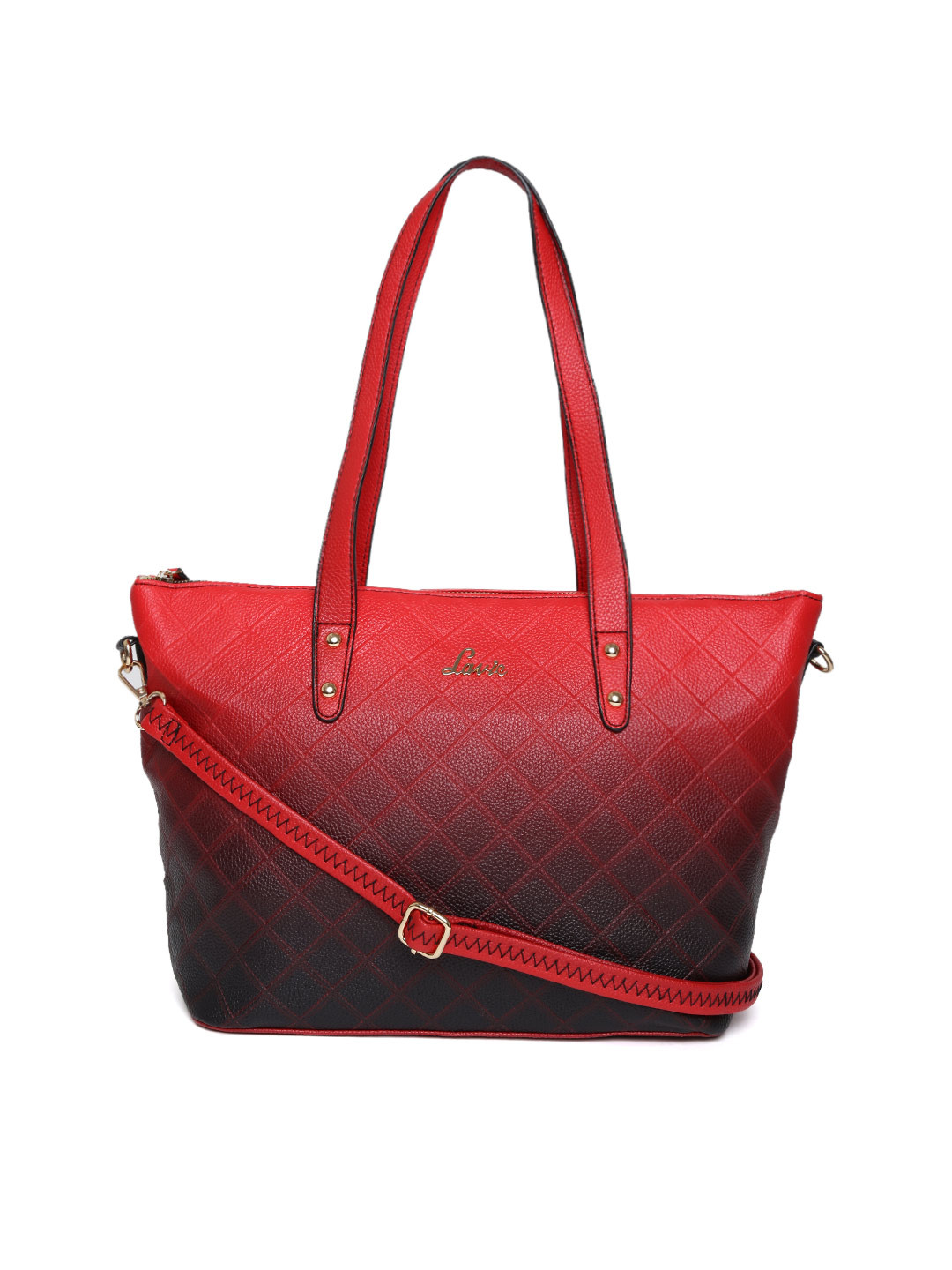 Buy Lavie Red & Black Textured Ombre Tote Bag Handbags for Women