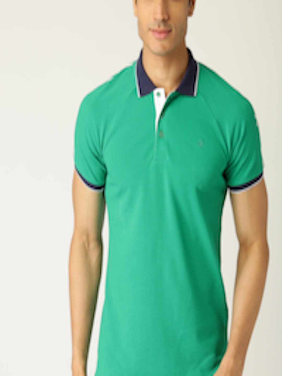 Buy United Colors Of Benetton Men Green Solid Polo Collar T Shirt ...