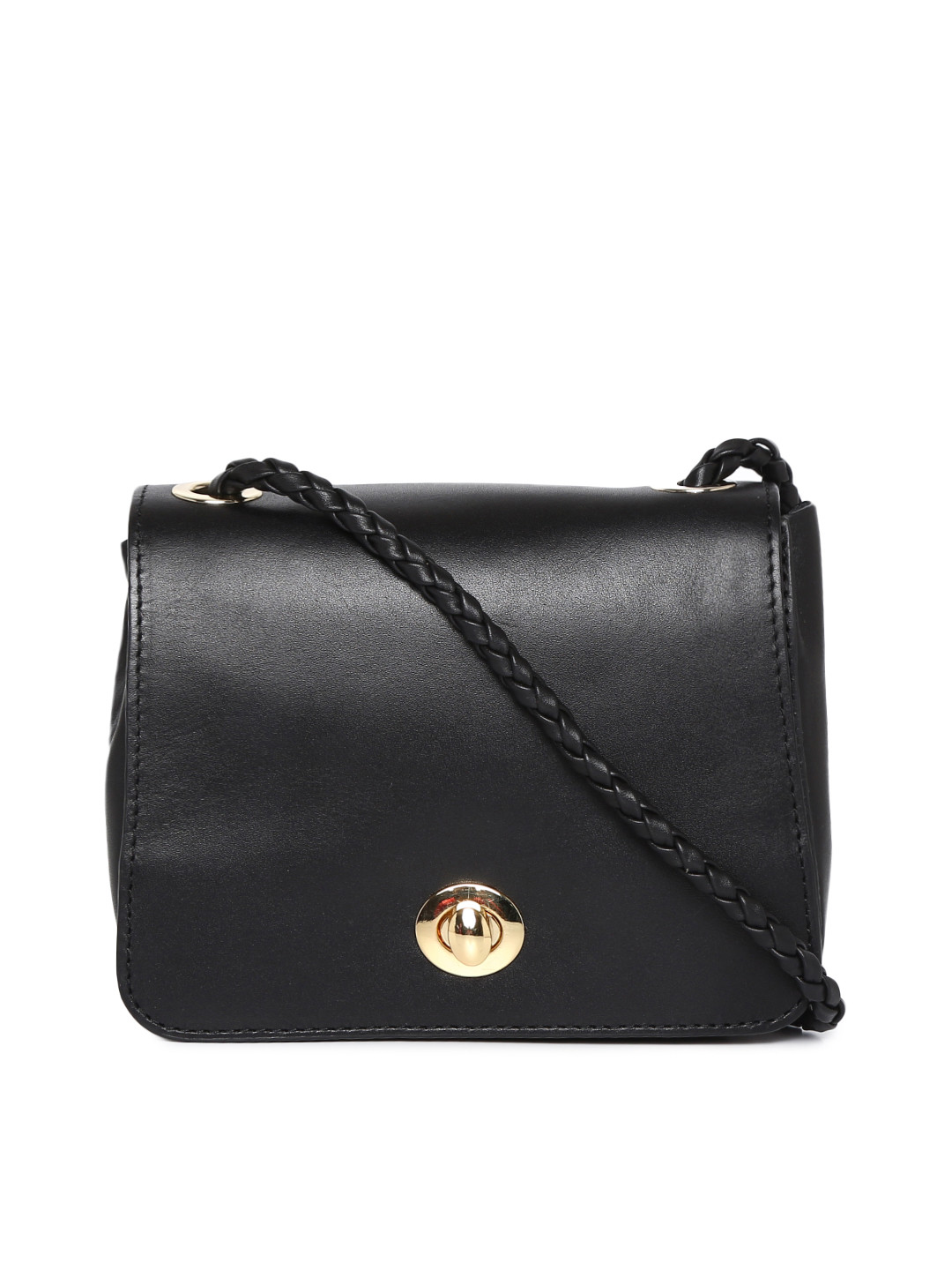 Buy Hidesign Black Solid Leather Sling Bag Handbags for Women 9374729