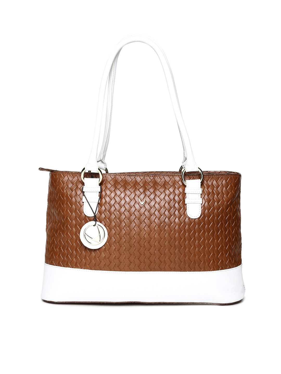Buy Hidesign Tan & White Colourblocked Leather Shoulder Bag Handbags